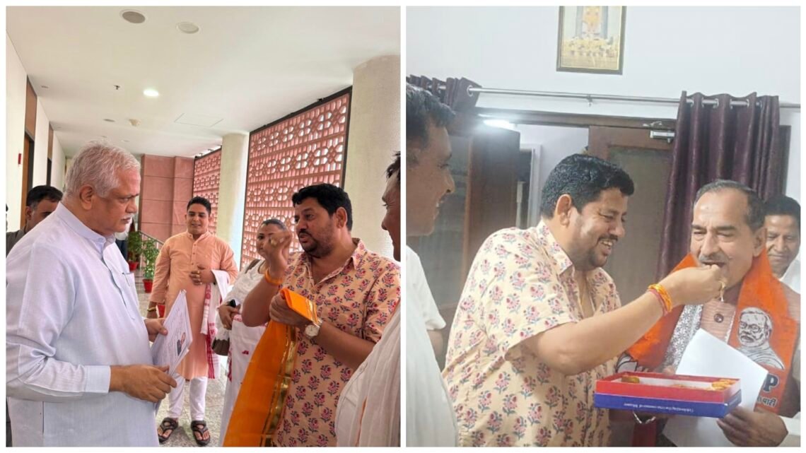 बीजेपी किसान मोर्चा का प्रतिनिधि मण्डल मिला राष्ट्रीय संगठन महामंत्री और प्रदेश अध्यक्ष से
