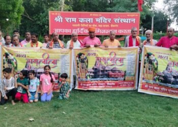 लक्ष्मीनाथ मंदिर परिषद में थम पूजन एवं रामलीला पोस्टर विमोचन