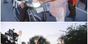 धर्मयात्रा तैयारी: नववर्ष समारोह समिति अध्यक्ष गणेश बोथरा और भाजपा नेता महावीर रांका की अगुवाई में वाहनों पर लगाए ध्वज व स्टीकर, टीशर्ट का किया वितरण